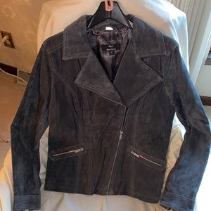 Dennis Basso womens suede grey jacket. Size medium.